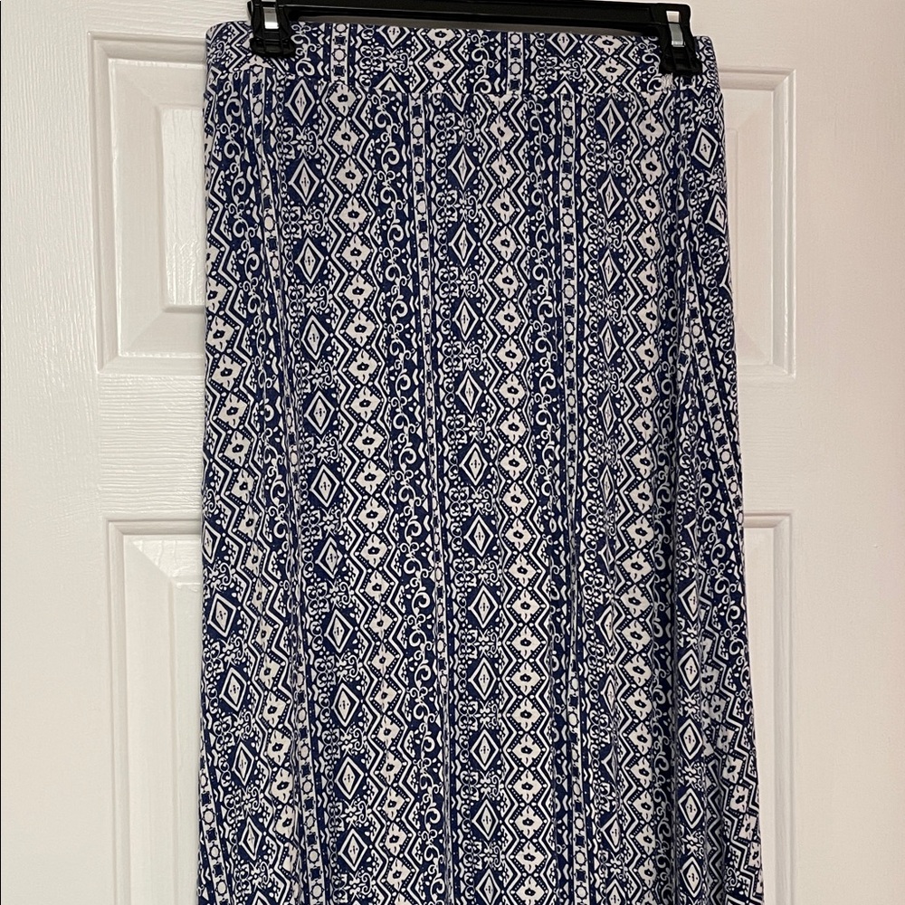 Cato Navy and White Printed Maxi Skirt